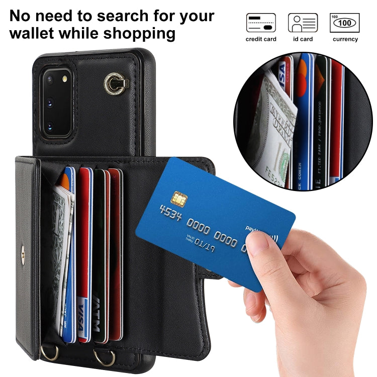 For Samsung Galaxy S20 RFID Card Slot Leather Phone Case with Long Lanyard