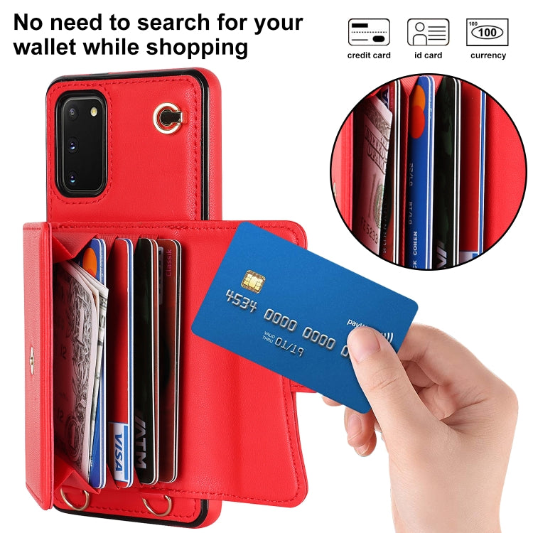 For Samsung Galaxy S20 RFID Card Slot Leather Phone Case with Long Lanyard