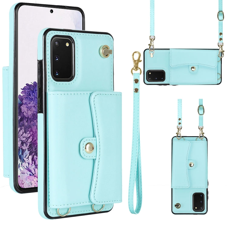 For Samsung Galaxy S20 RFID Card Slot Leather Phone Case with Long Lanyard