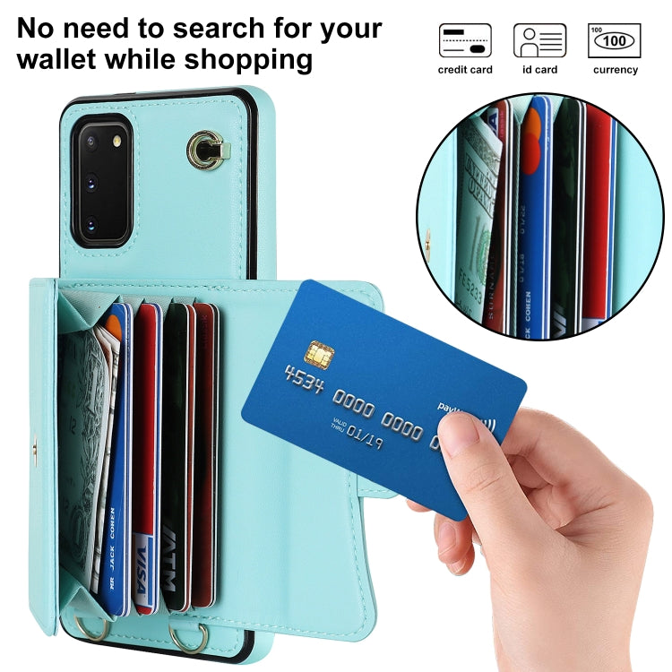 For Samsung Galaxy S20 RFID Card Slot Leather Phone Case with Long Lanyard