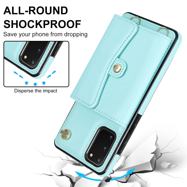 For Samsung Galaxy S20 RFID Card Slot Leather Phone Case with Long Lanyard