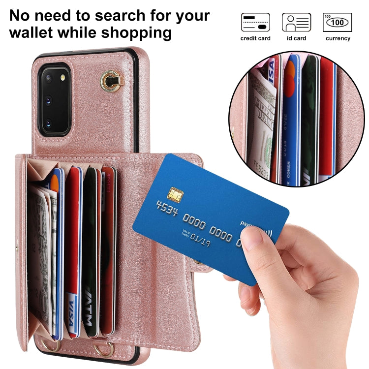 For Samsung Galaxy S20 RFID Card Slot Leather Phone Case with Long Lanyard
