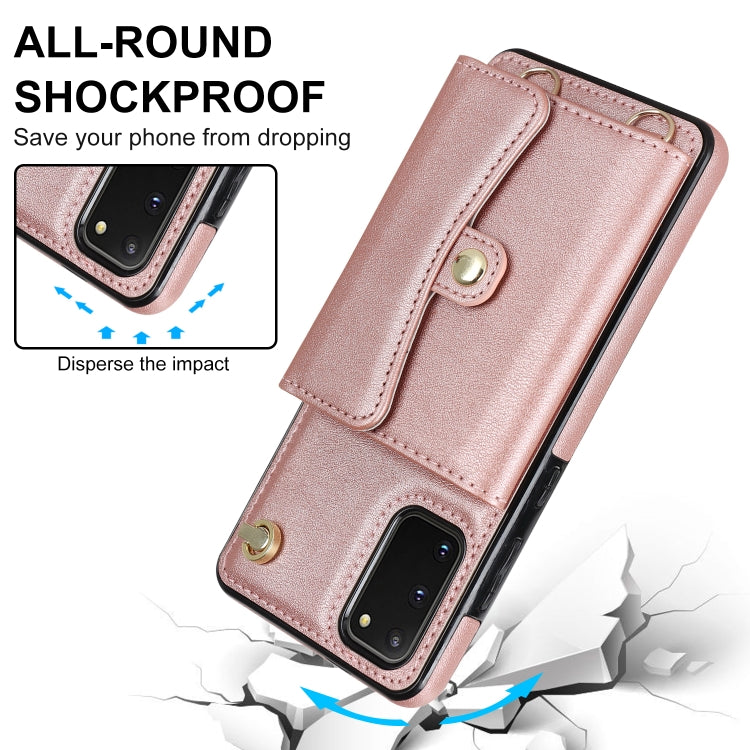 For Samsung Galaxy S20 RFID Card Slot Leather Phone Case with Long Lanyard