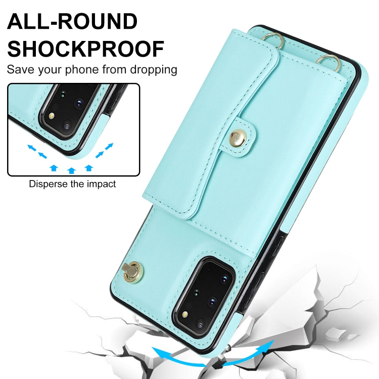 For Samsung Galaxy S20+ RFID Card Slot Leather Phone Case with Long Lanyard