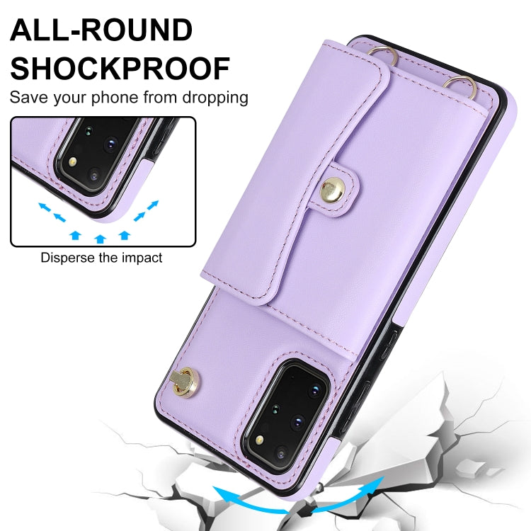 For Samsung Galaxy S20+ RFID Card Slot Leather Phone Case with Long Lanyard