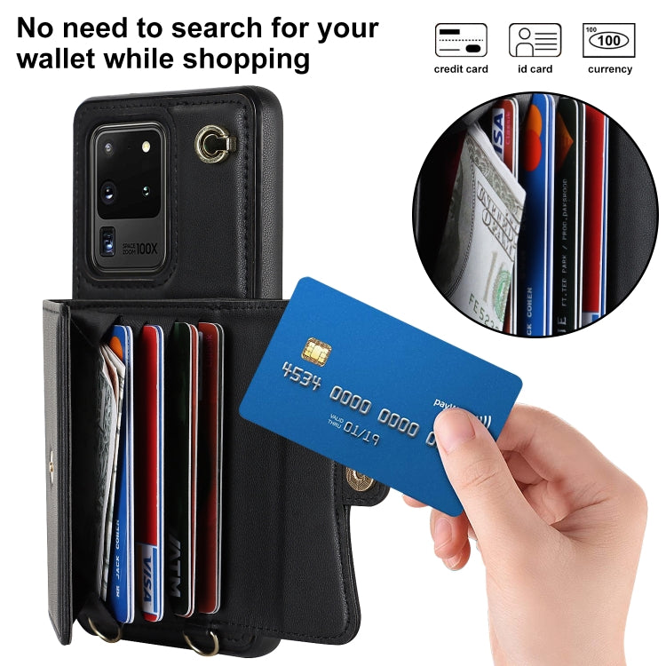 For Samsung Galaxy S20 Ultra RFID Card Slot Leather Phone Case with Long Lanyard