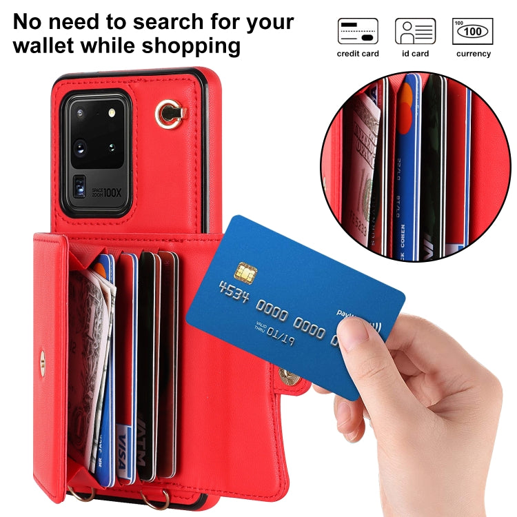 For Samsung Galaxy S20 Ultra RFID Card Slot Leather Phone Case with Long Lanyard