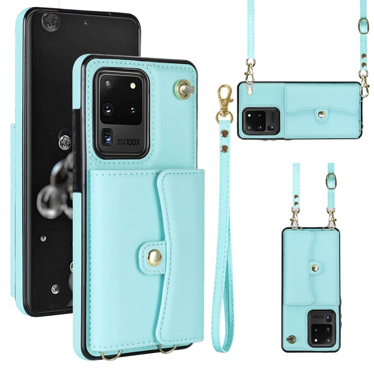For Samsung Galaxy S20 Ultra RFID Card Slot Leather Phone Case with Long Lanyard