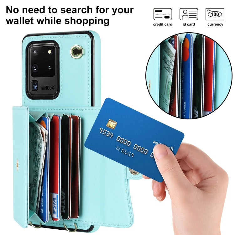 For Samsung Galaxy S20 Ultra RFID Card Slot Leather Phone Case with Long Lanyard