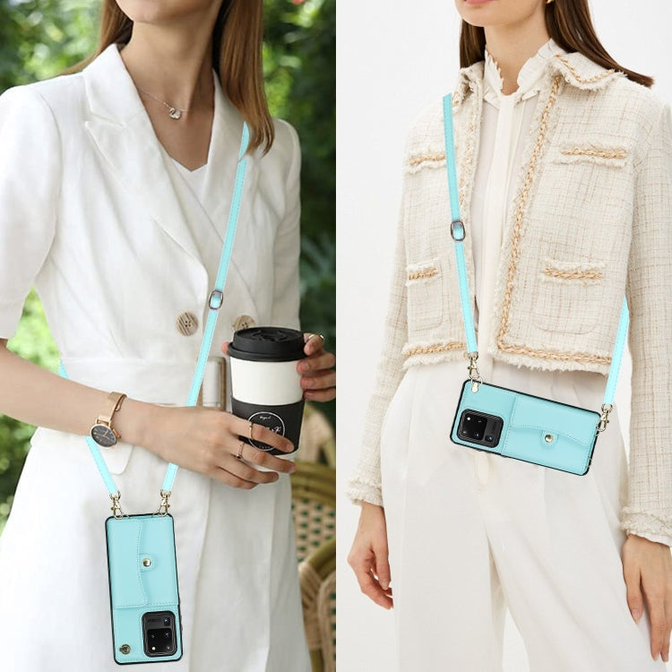 For Samsung Galaxy S20 Ultra RFID Card Slot Leather Phone Case with Long Lanyard