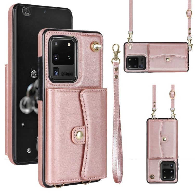 For Samsung Galaxy S20 Ultra RFID Card Slot Leather Phone Case with Long Lanyard