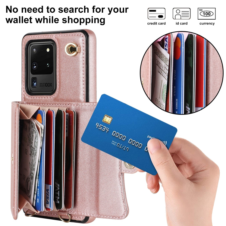 For Samsung Galaxy S20 Ultra RFID Card Slot Leather Phone Case with Long Lanyard