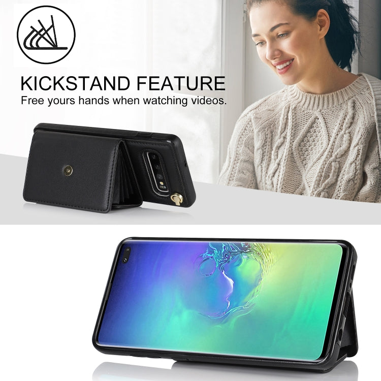 For Samsung Galaxy S10 RFID Card Slot Leather Phone Case with Long Lanyard