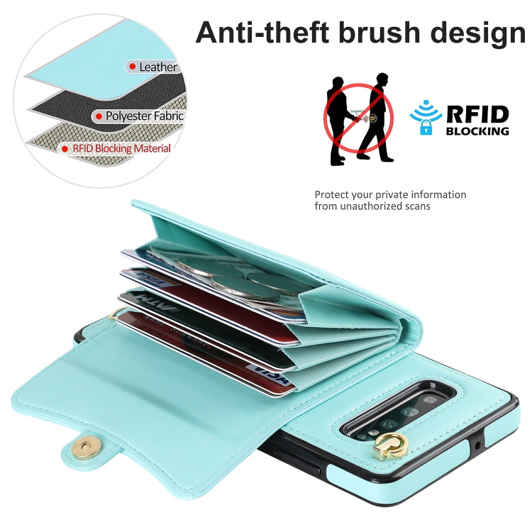For Samsung Galaxy S10 RFID Card Slot Leather Phone Case with Long Lanyard