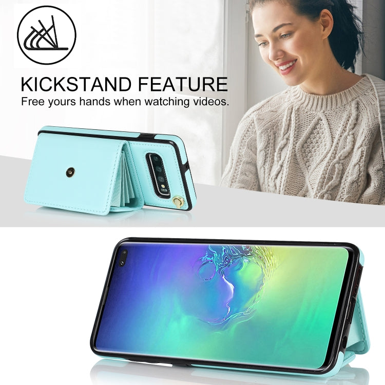 For Samsung Galaxy S10+ RFID Card Slot Leather Phone Case with Long Lanyard