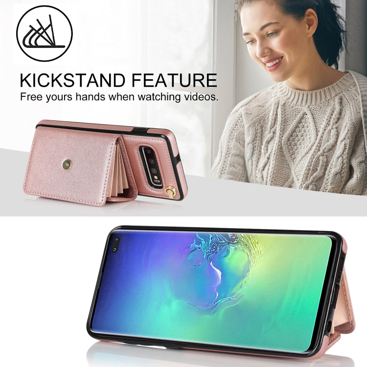 For Samsung Galaxy S10+ RFID Card Slot Leather Phone Case with Long Lanyard