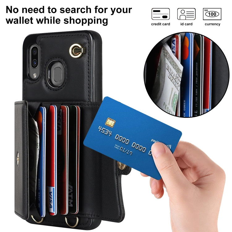 For Samsung Galaxy A20 / A30 RFID Card Slot Leather Phone Case with Long Lanyard