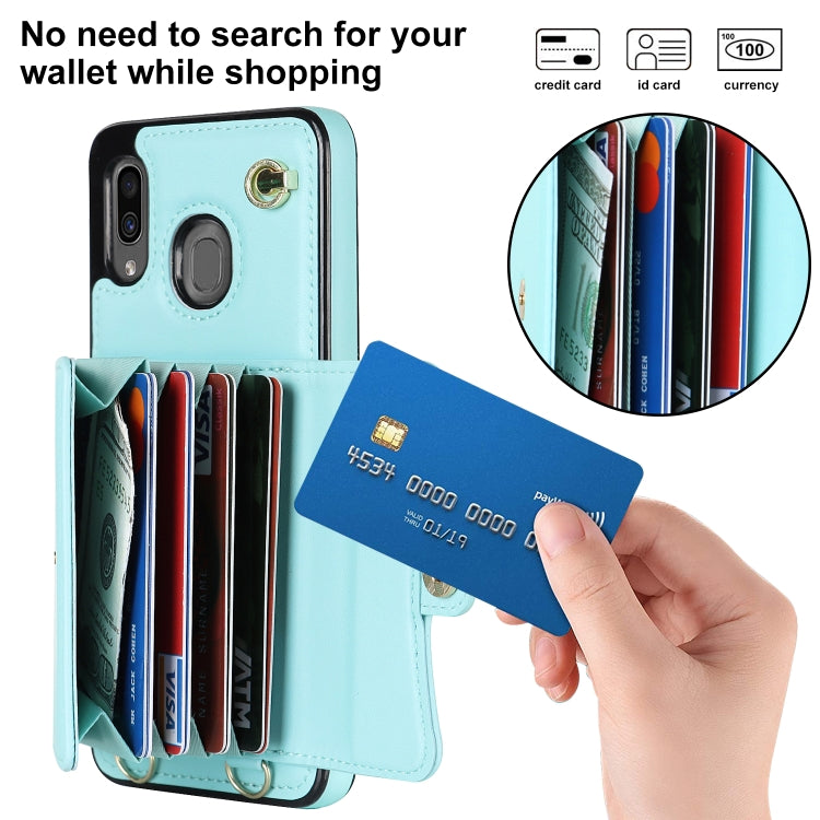 For Samsung Galaxy A20 / A30 RFID Card Slot Leather Phone Case with Long Lanyard