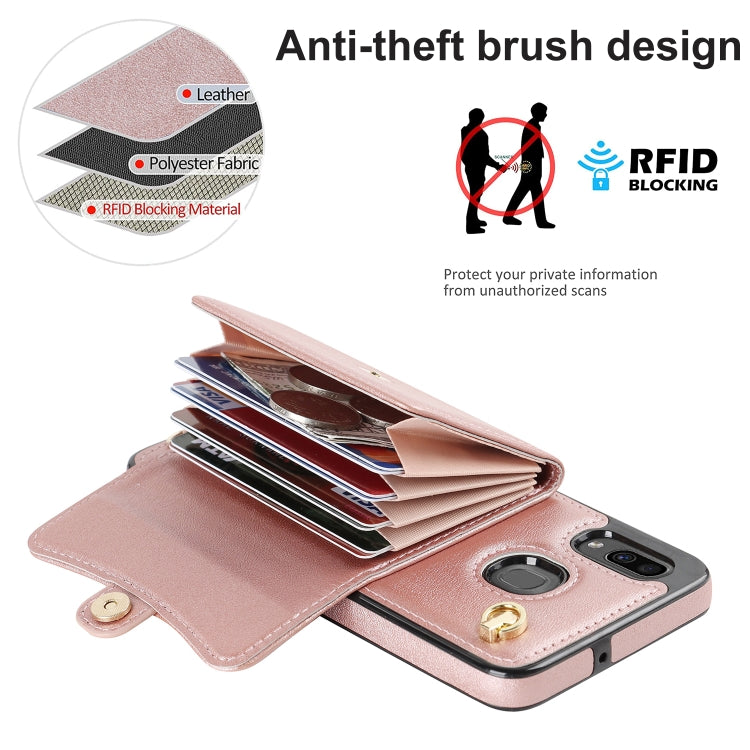 For Samsung Galaxy A20 / A30 RFID Card Slot Leather Phone Case with Long Lanyard