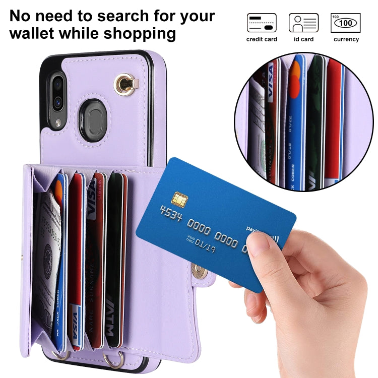 For Samsung Galaxy A20 / A30 RFID Card Slot Leather Phone Case with Long Lanyard