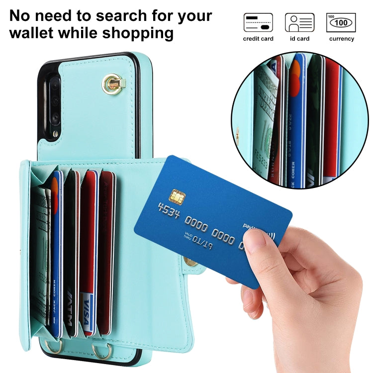 For Samsung Galaxy A50 RFID Card Slot Leather Phone Case with Long Lanyard