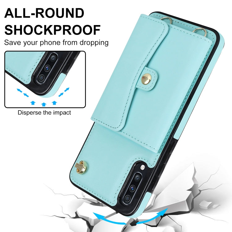 For Samsung Galaxy A50 RFID Card Slot Leather Phone Case with Long Lanyard