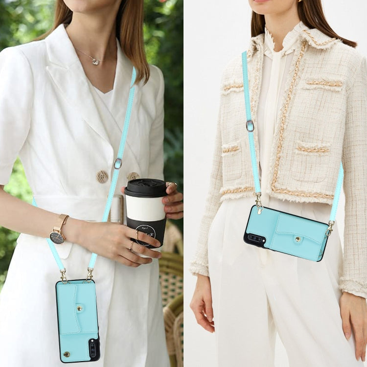 For Samsung Galaxy A50 RFID Card Slot Leather Phone Case with Long Lanyard