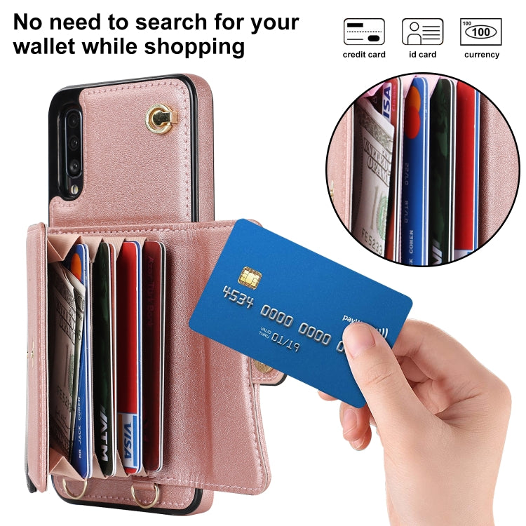 For Samsung Galaxy A50 RFID Card Slot Leather Phone Case with Long Lanyard