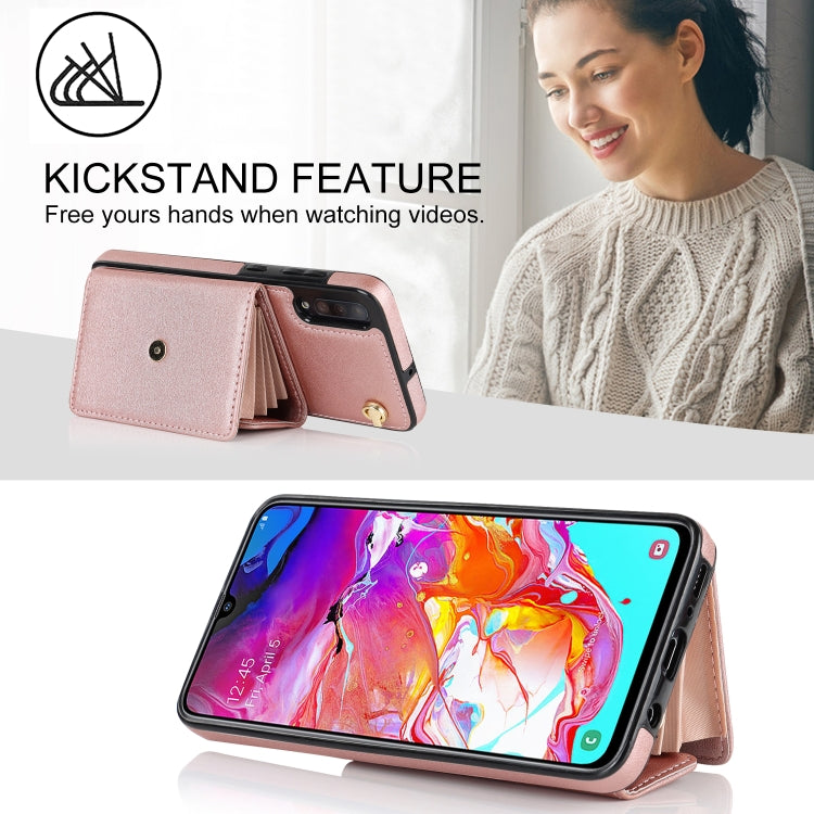 For Samsung Galaxy A50 RFID Card Slot Leather Phone Case with Long Lanyard
