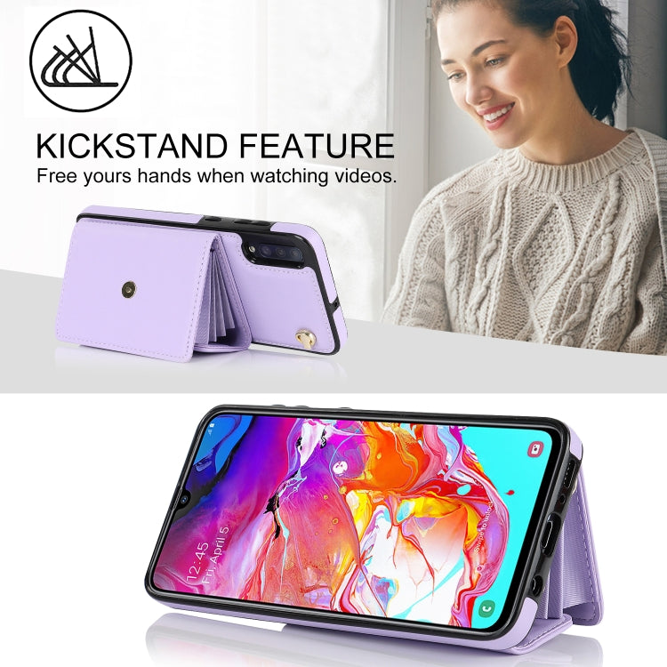 For Samsung Galaxy A50 RFID Card Slot Leather Phone Case with Long Lanyard
