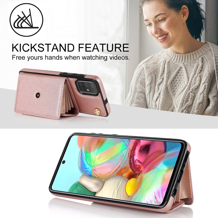 For Samsung Galaxy A51 4G RFID Card Slot Leather Phone Case with Long Lanyard