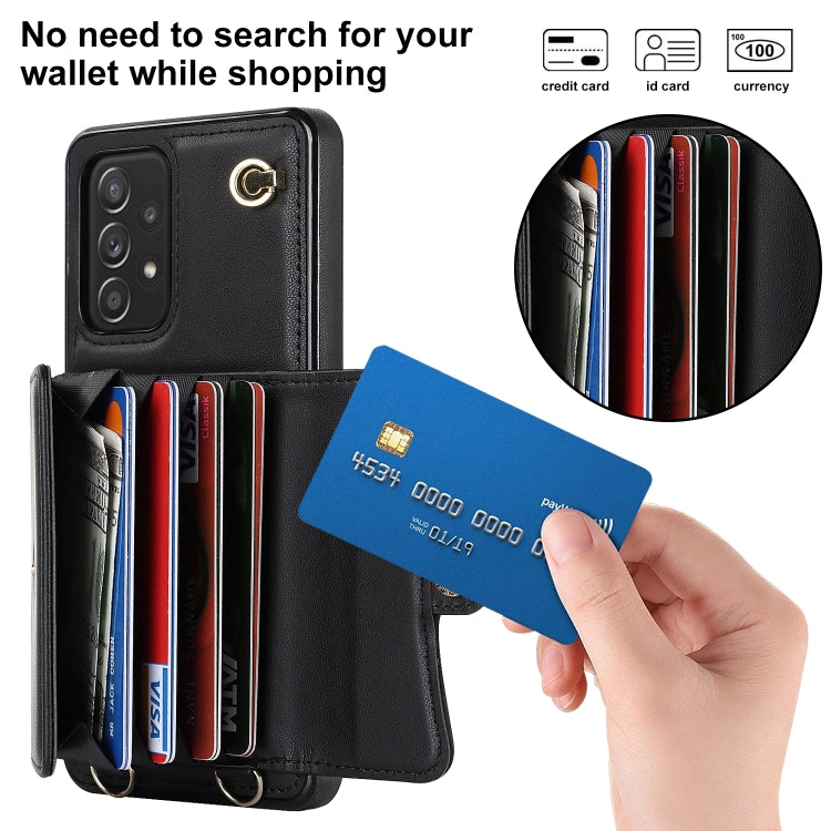 For Samsung Galaxy A52 5G RFID Card Slot Leather Phone Case with Long Lanyard