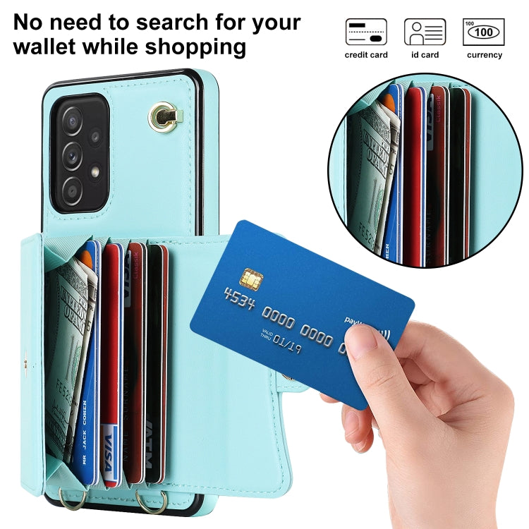 For Samsung Galaxy A52 5G RFID Card Slot Leather Phone Case with Long Lanyard