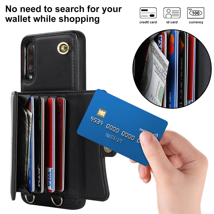 For Samsung Galaxy A70 RFID Card Slot Leather Phone Case with Long Lanyard
