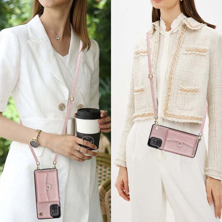 For Samsung Galaxy A71 4G RFID Card Slot Leather Phone Case with Long Lanyard