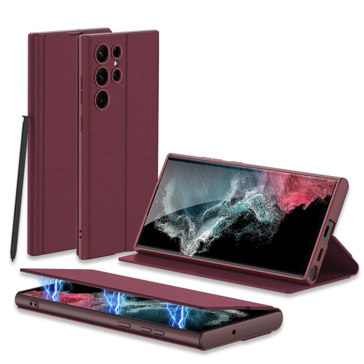 For Samsung Galaxy S23 Ultra 5G GKK Magnetic Shockproof PU Phone Case