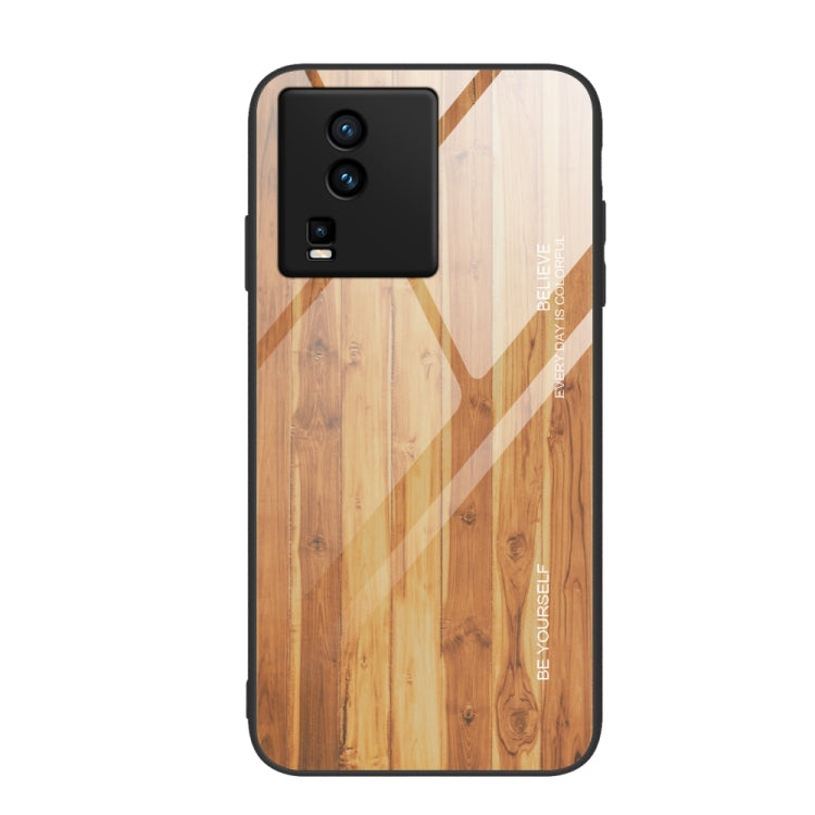 For vivo iQOO Neo7 Wood Grain Glass Phone Case