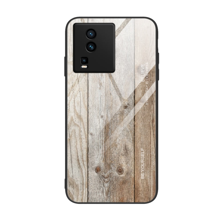 For vivo iQOO Neo7 Wood Grain Glass Phone Case