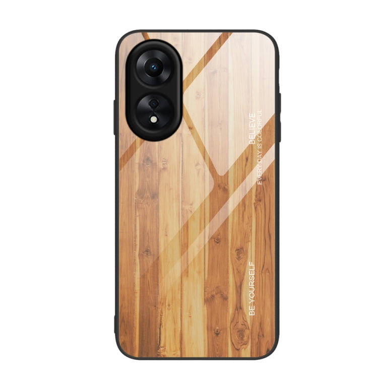 For OPPO A17 Wood Grain Glass Phone Case