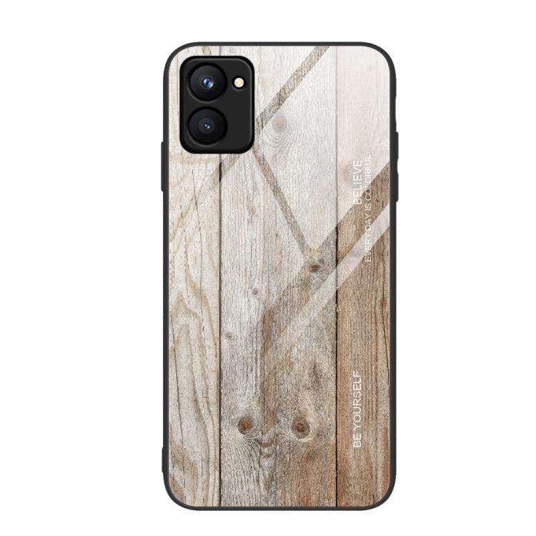 For Realme C33 Wood Grain Glass Phone Case