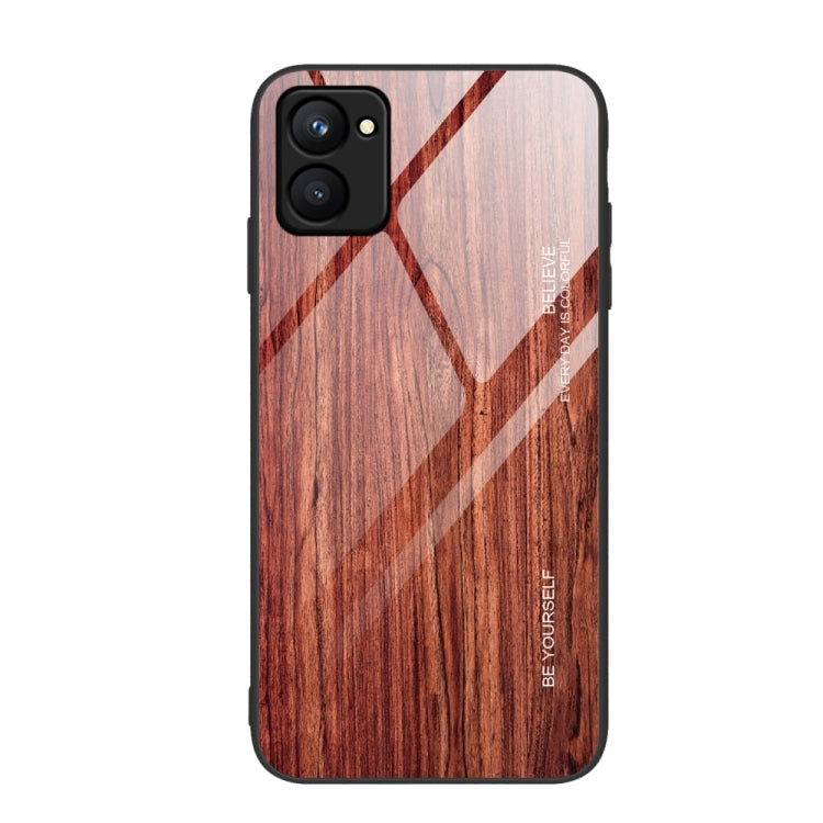 For Realme C33 Wood Grain Glass Phone Case