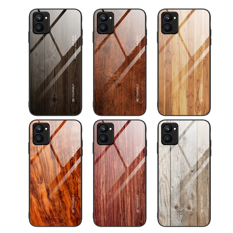 For Realme C33 Wood Grain Glass Phone Case