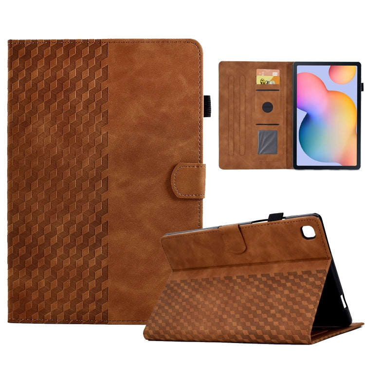 For Samsung Galaxy Tab S6 Lite P610 / P615 Rhombus Embossed Leather Smart Tablet Case