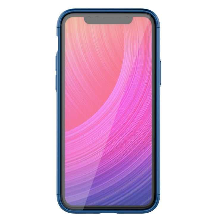 For iPhone 11 Pro Tank Three-stage Splicing Shockproof TPU + PC + Metal Case with Ring Holder(Blue)