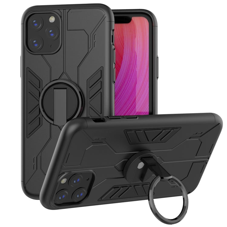 For iPhone 11 Pro Max Tank Three-stage Splicing Shockproof TPU + PC + Metal Case with Ring Holder