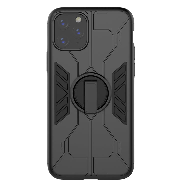 For iPhone 11 Pro Max Tank Three-stage Splicing Shockproof TPU + PC + Metal Case with Ring Holder