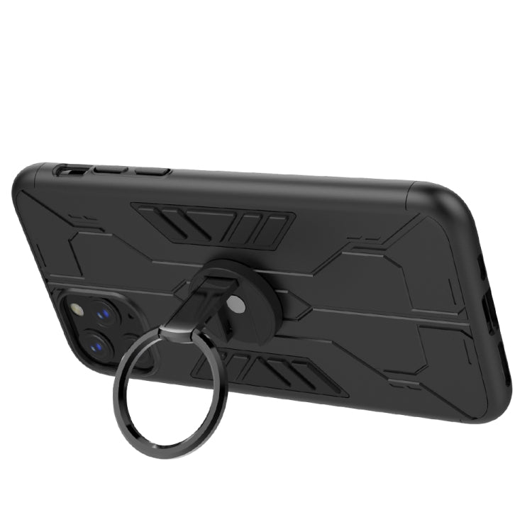 For iPhone 11 Pro Max Tank Three-stage Splicing Shockproof TPU + PC + Metal Case with Ring Holder