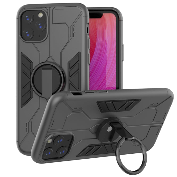 For iPhone 11 Pro Max Tank Three-stage Splicing Shockproof TPU + PC + Metal Case with Ring Holder