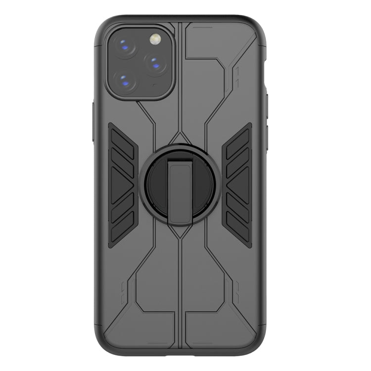 For iPhone 11 Pro Max Tank Three-stage Splicing Shockproof TPU + PC + Metal Case with Ring Holder