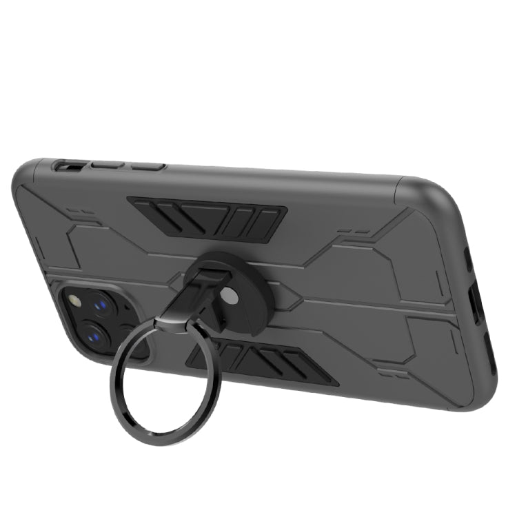 For iPhone 11 Pro Max Tank Three-stage Splicing Shockproof TPU + PC + Metal Case with Ring Holder